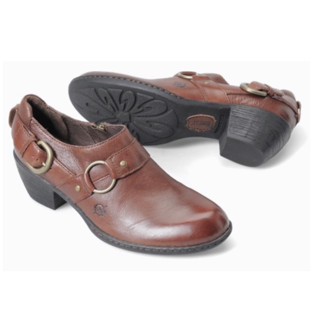 BORN Leather Brown Ankle Bootie women’s size 7
